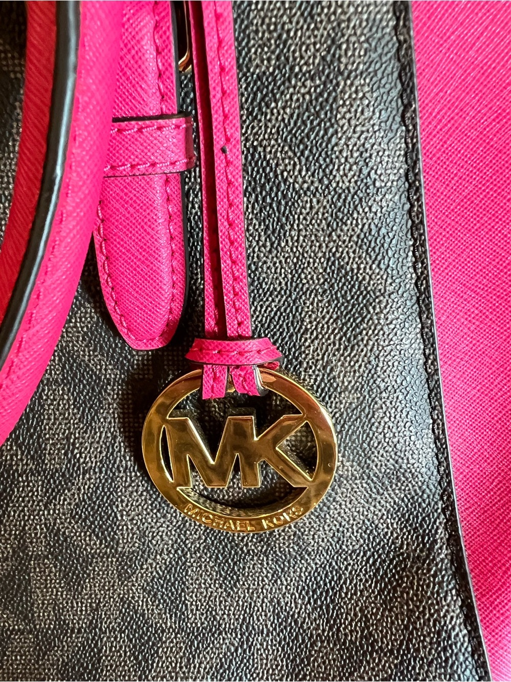 Michael Kors Pink and Brown Signature Satchel W/ Long Strap NEW WITH TAGS - Picture 14 of 15